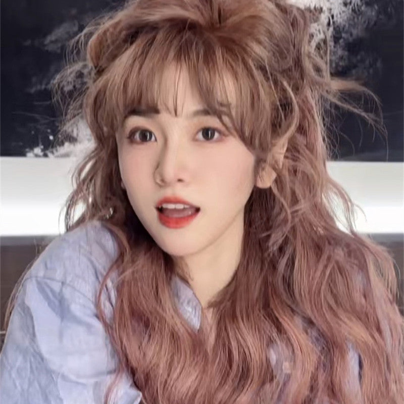 Cute Pink Purple Long Curly Wig UB6219