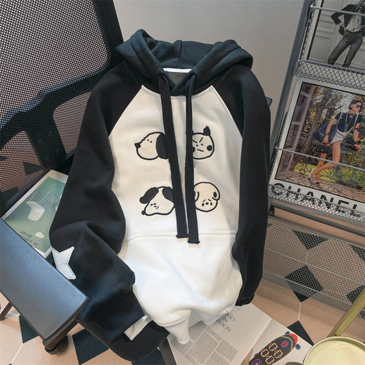 Black and White Colorblock Hoodie  UB96062
