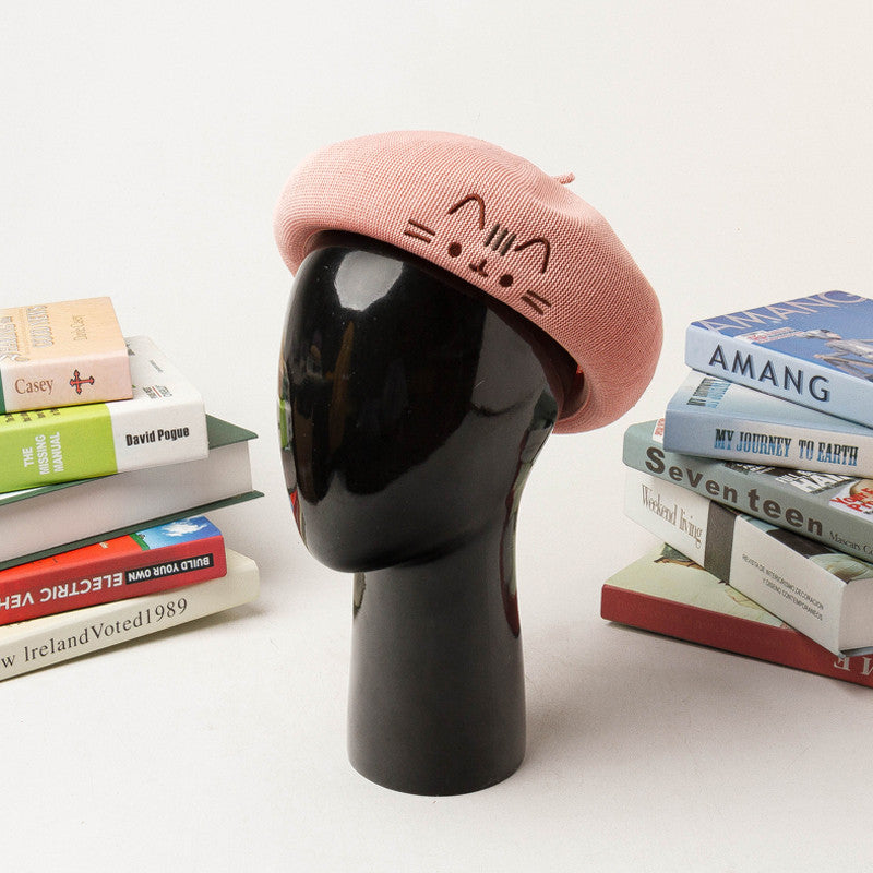 Cat Cute Embroidered Beret UB3246