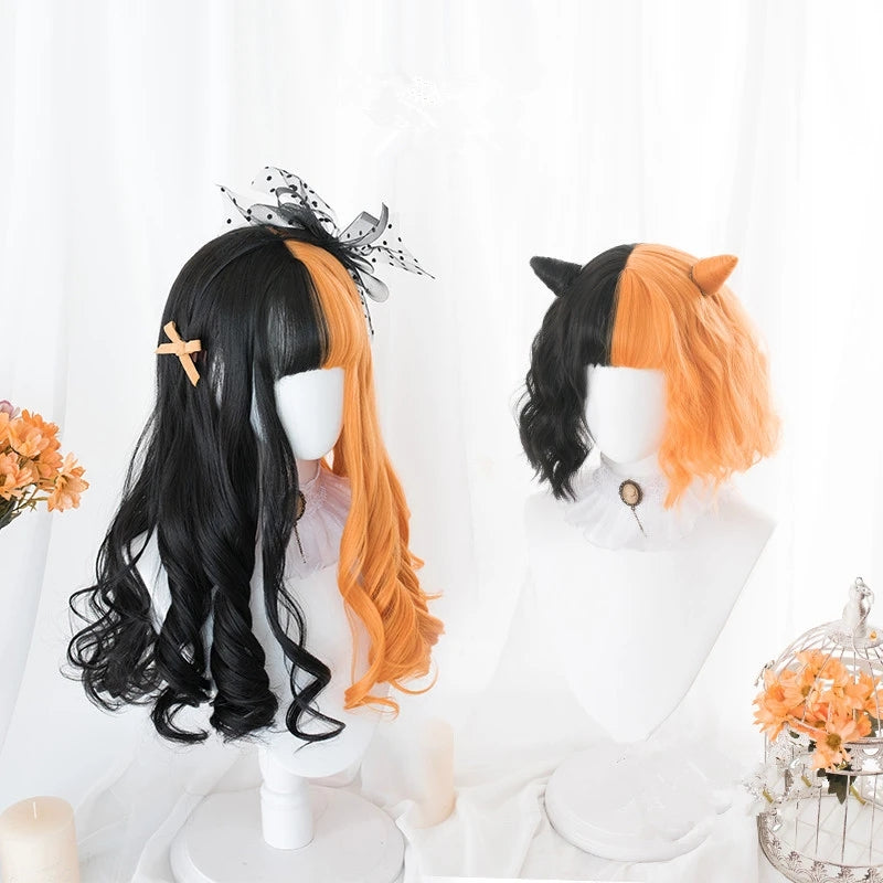 "HALF BLACK HALF ORANGE" WIG D041523