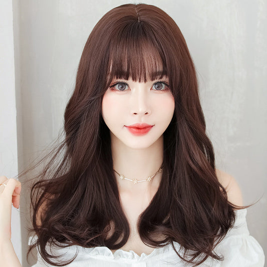 AIR BANGS CHOCOLATE WAVY CURLY LONG WIG UB3339