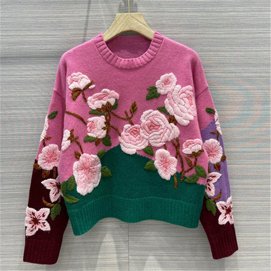 Floral Embroidery Knit Sweater ER5841