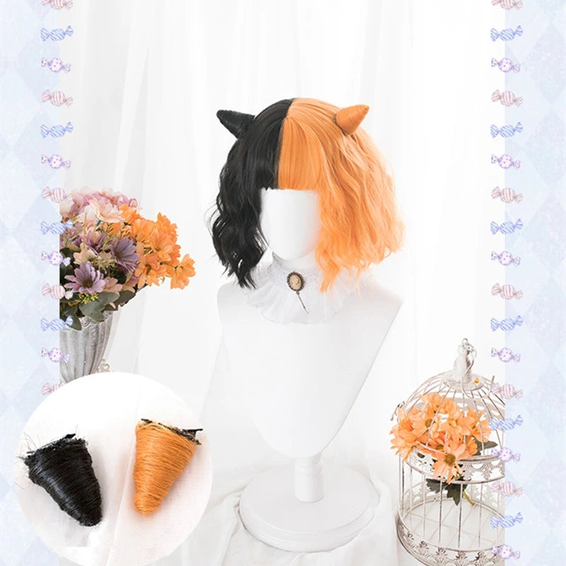 "HALF BLACK HALF ORANGE" WIG D041523