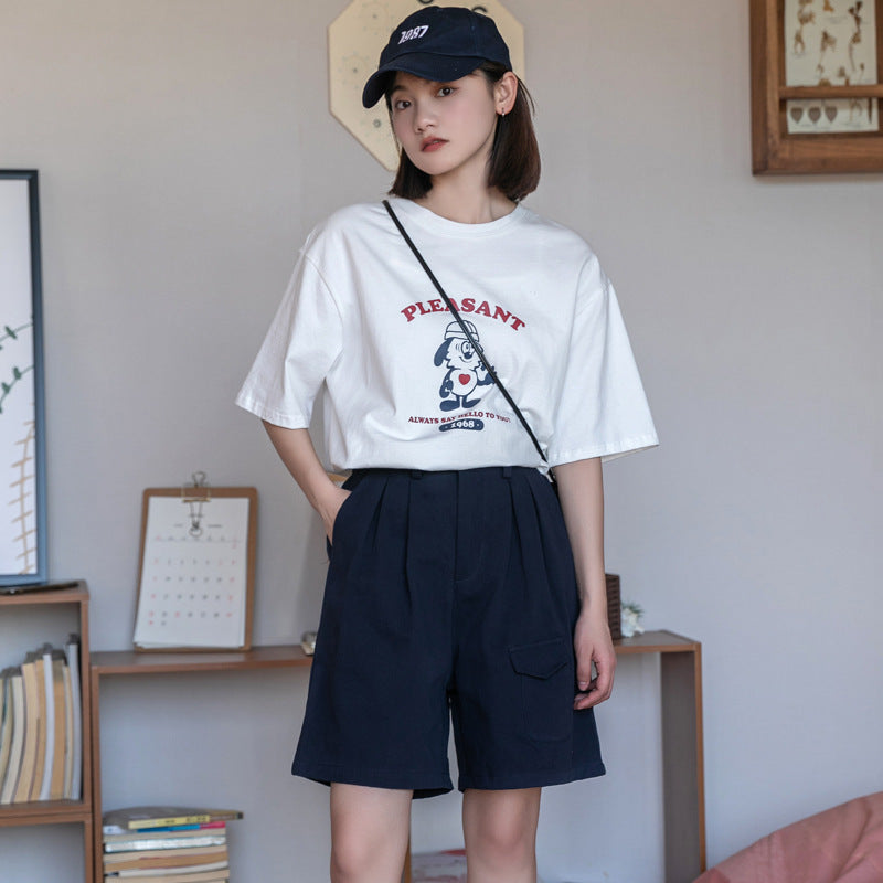 Japanese College Style Wide Leg Pants Shorts UB6324