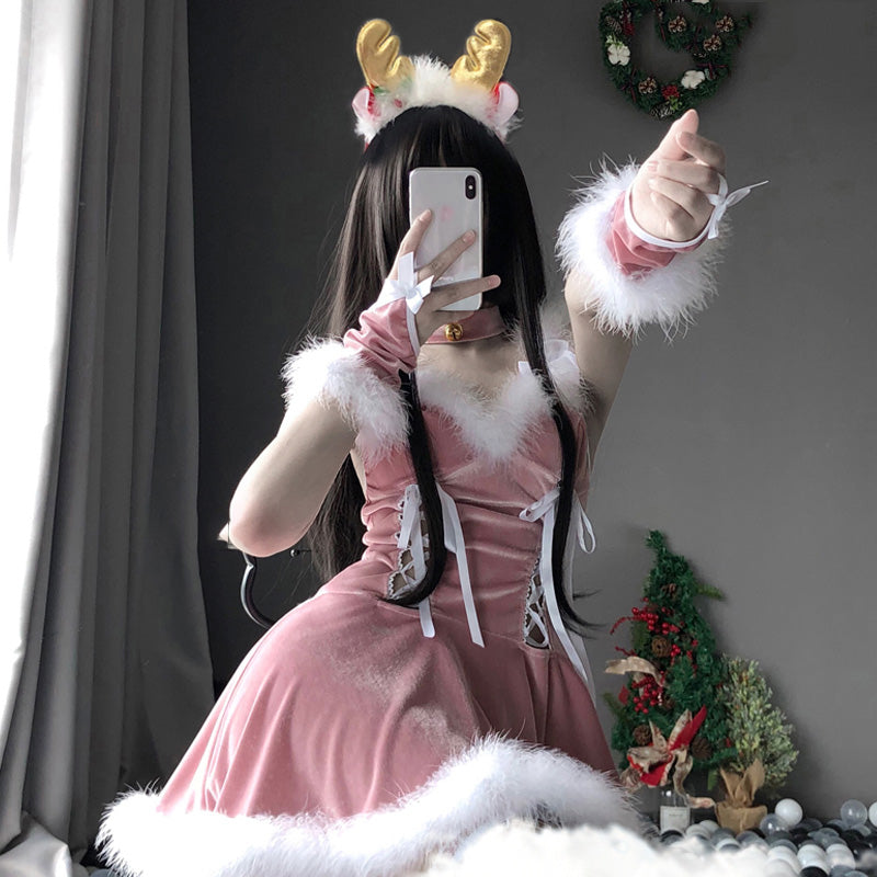 DREAMY PINK CHRISTMAS MAID OUTFIT UB3358