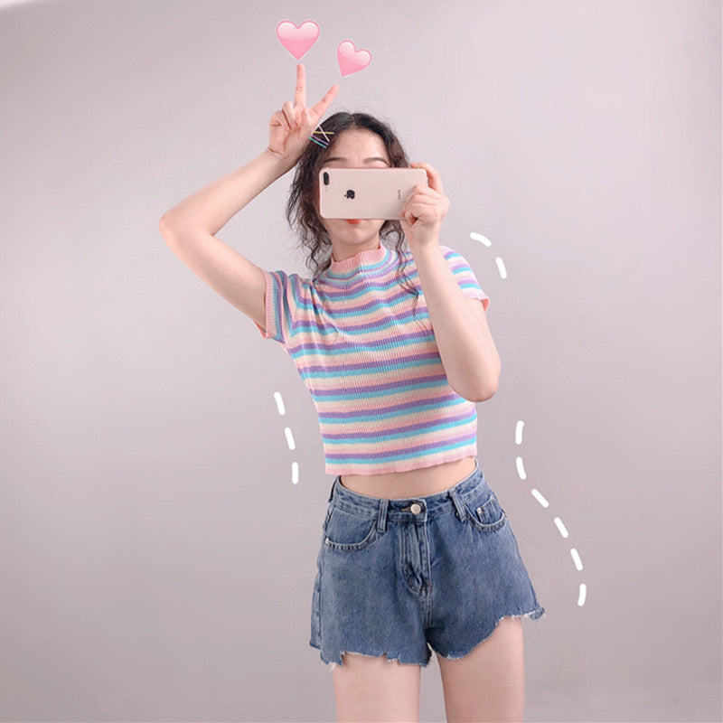 [@himecoser ] "PASTEL STRIPES" TEE K061501
