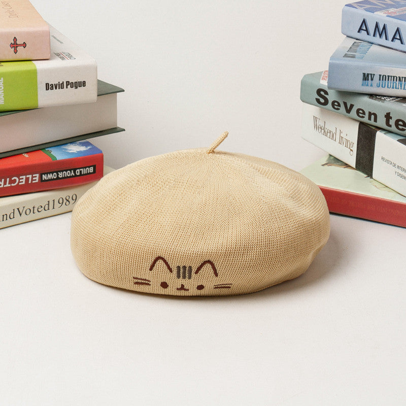 Cat Cute Embroidered Beret UB3246