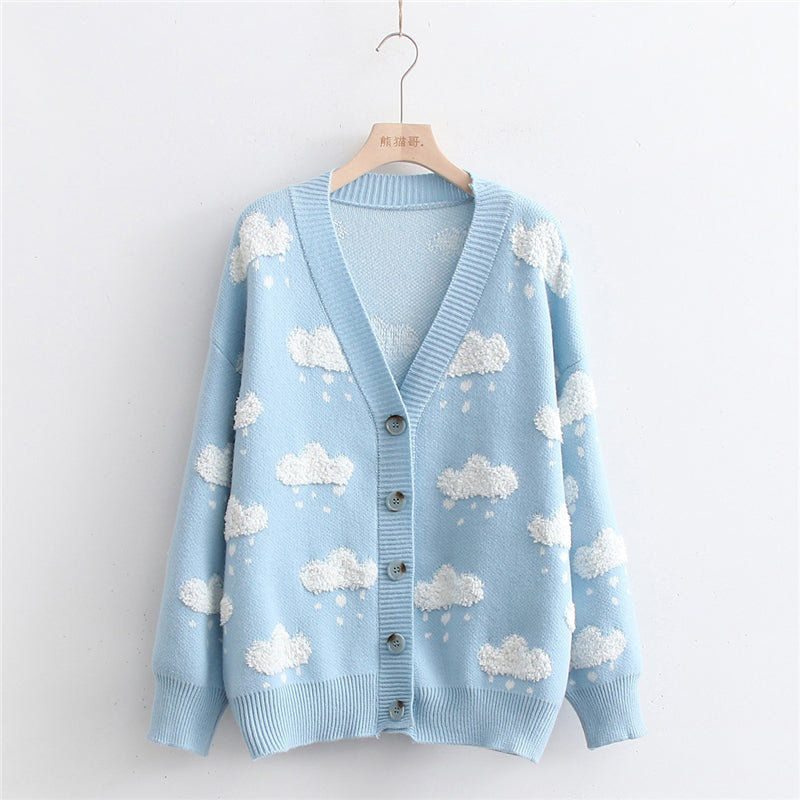 Sweet Blue White Cloud Sweater UB6192