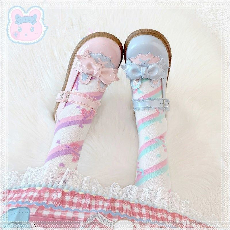 LOLITA CUTE BOW COLOR MATCHING LEATHER SHOES UB2632