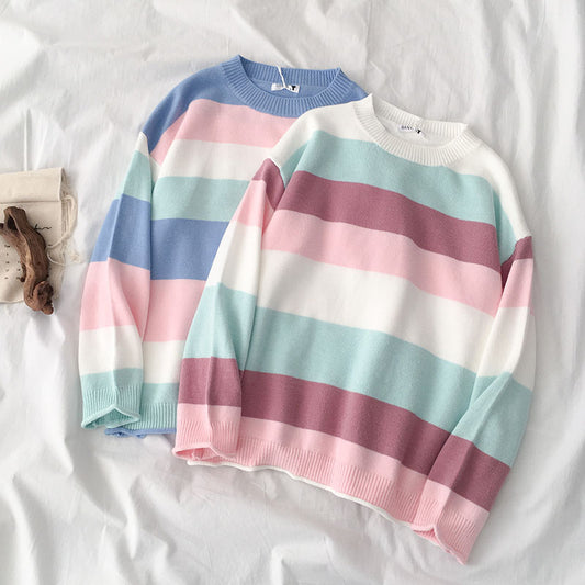 "LAZY PASTEL WIDE STRIPE" SWEATER K112220