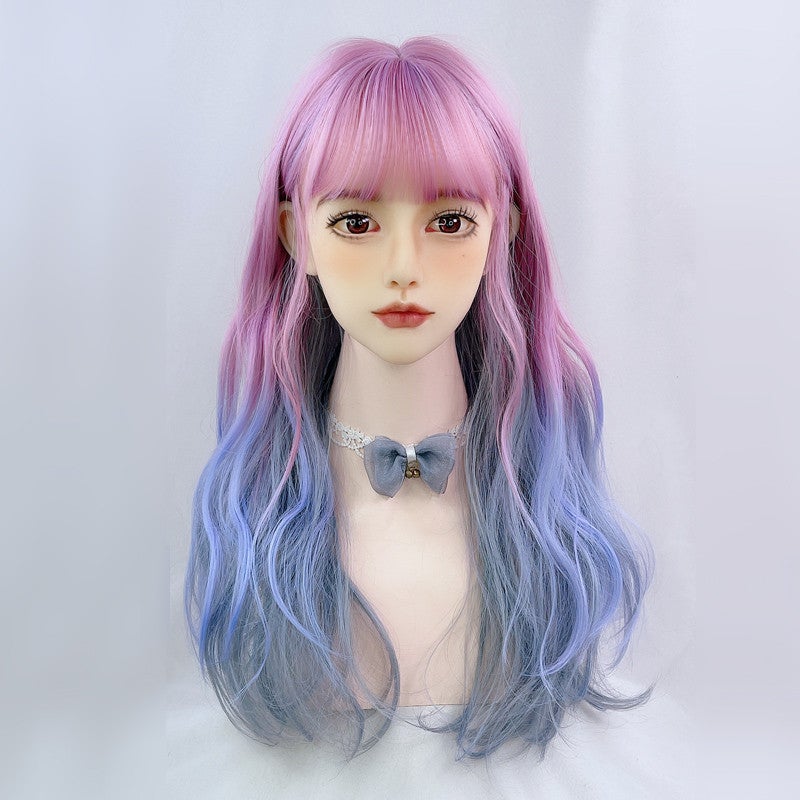 [@e.unjee] PURPLE GRADIENT BLUE LONG CURLY WIG UB3283