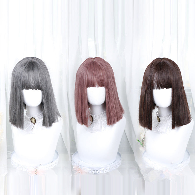 "BROWN GRAY BROWN RED LOLITA MEDIUM LONG STRAIGHT" WIG D041611