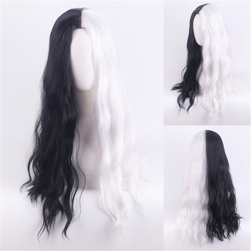 COSPLAY KUILA BLACK WHITE WITCH COLOR MATCHING WIG UB2643