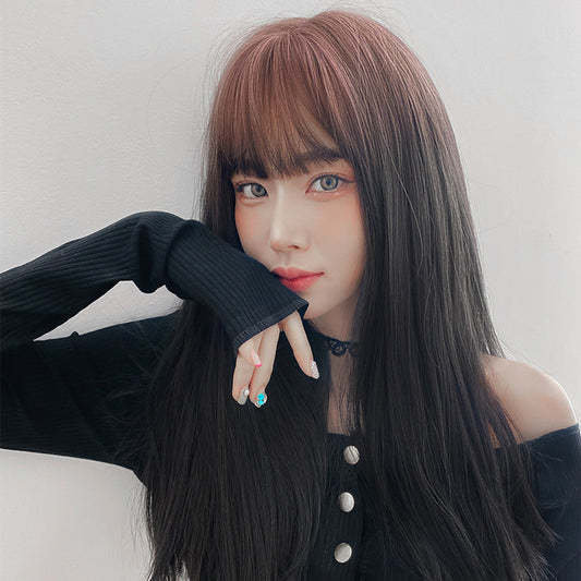 GRADIENT PINK BLACK LONG STRAIGHT WIG UB2585