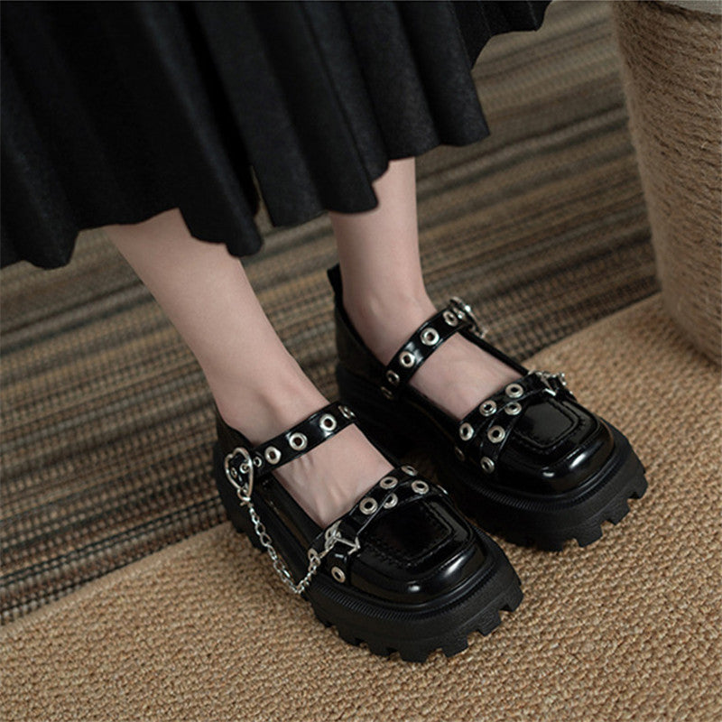 LOVE BUCKLE CHAIN THICK BOTTOM SHOES UB2625
