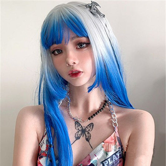 Blue Gradient Long Straight Wig UB3206