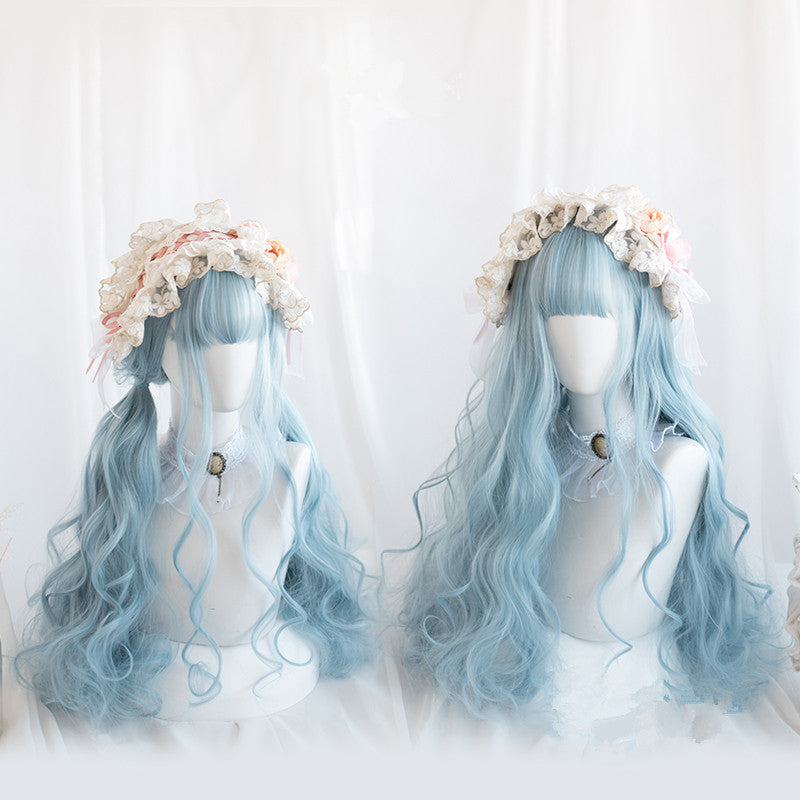 "BLUE LONG CURLY" WIG D041616