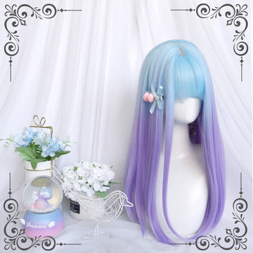 Lolita Gradient Blue Purple Long Straight Wig UB3235