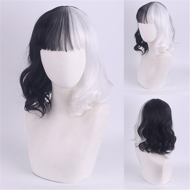 COSPLAY KUILA BLACK WHITE WITCH COLOR MATCHING WIG UB2643