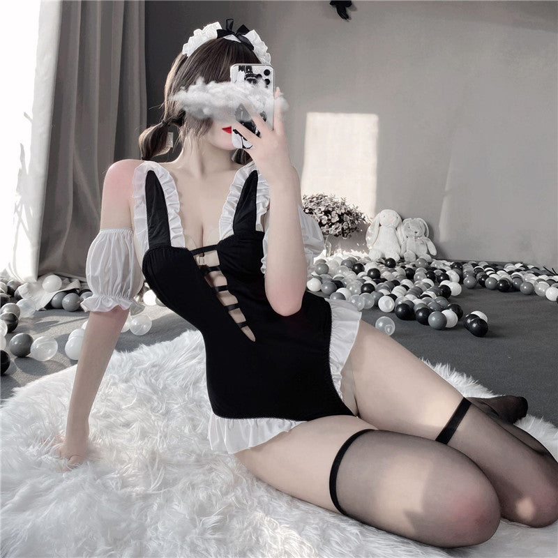 Black White Maid Outfit Bunny Bodysuit UB6268