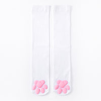"Black/White Cute Cat Paw" Over Knee Socks N050401