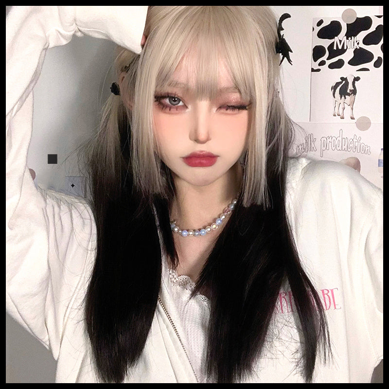 [@laurenxburch] Lolita Daily Sweet Cute Gradient Black Straight Hair Wig UB3511