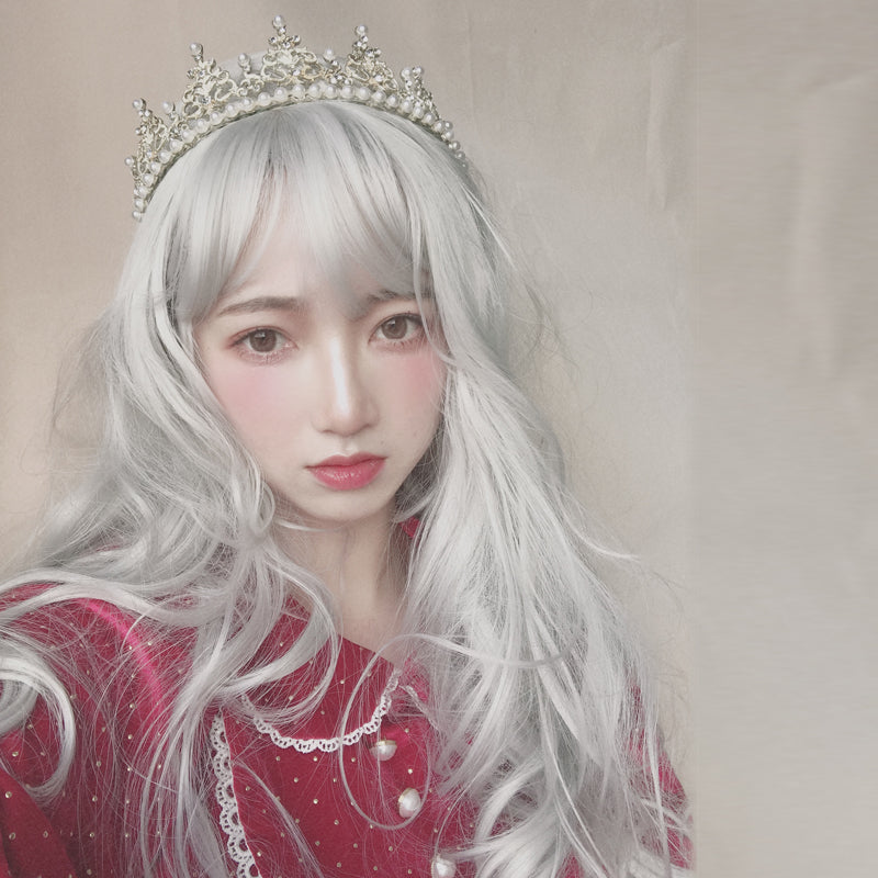 "SILVER WHITE LONG CURLY" WIG Y040318