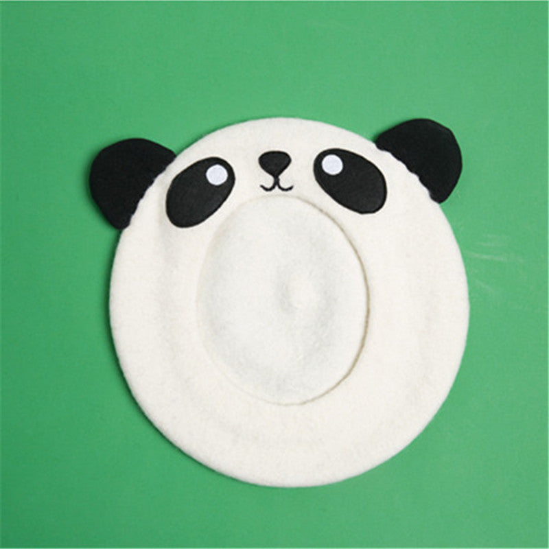 CUTE PANDA EMOJI WOOL BERET UB3419