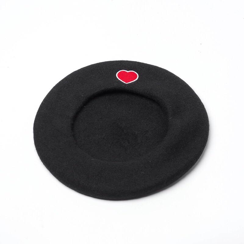 [@maggielivings ] "LOVE HEART BLACK" BERET K110708