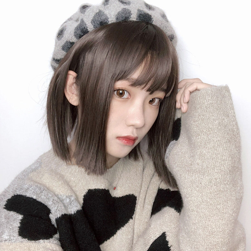 "BROWN GRAY BROWN RED LOLITA MEDIUM LONG STRAIGHT" WIG D041611
