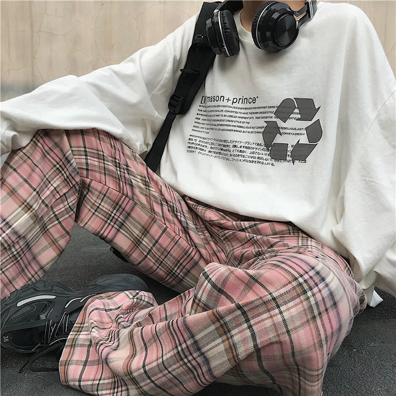 "PINK PLAID" PANTS K092802