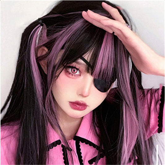 Black Pink Mixed Color Long Straight Wig UB3230