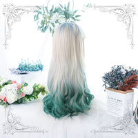 "GRADIENT GREEN LONG CURLY HAIR" WIG H081903