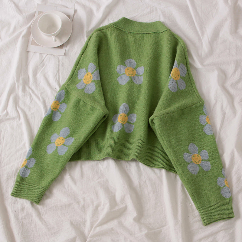 "FLOWER KNITTED" SWEATER CARDIGAN Y032403