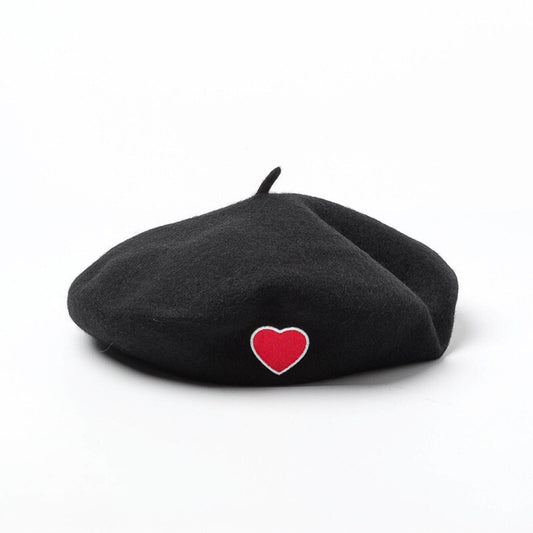 "LOVE HEART BLACK" BERET K110708