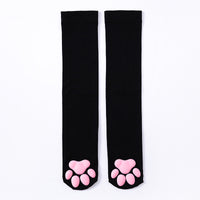 "Black/White Cute Cat Paw" Over Knee Socks N050401