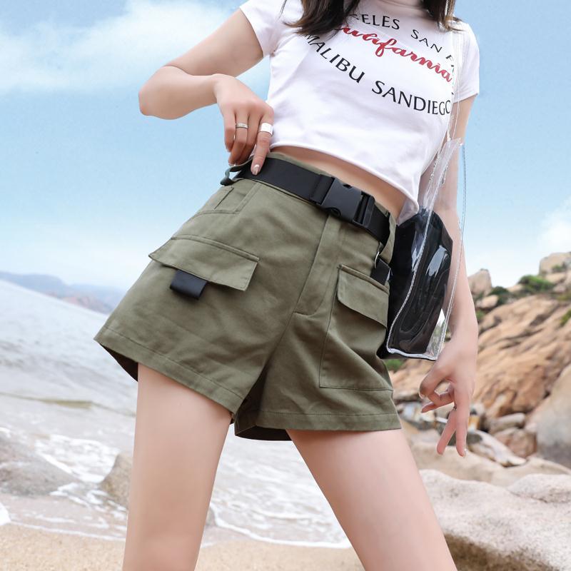 FASHION CASUAL OVERALLS SHORTS WITH BELT K070208