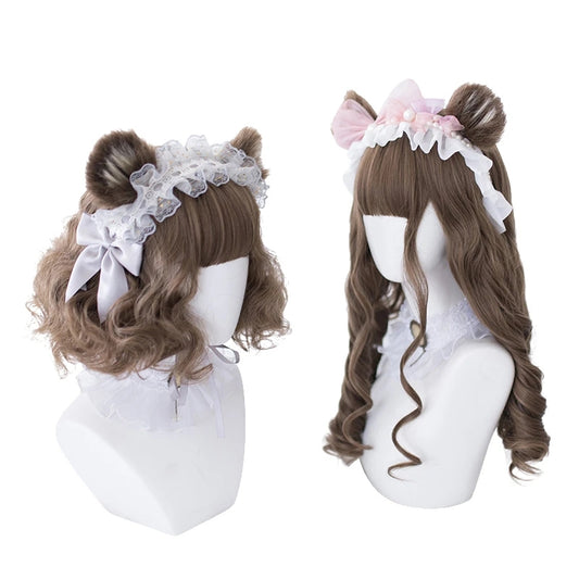 "BROWN LOLITA LONG / SHORT CURLY" WIG D041617
