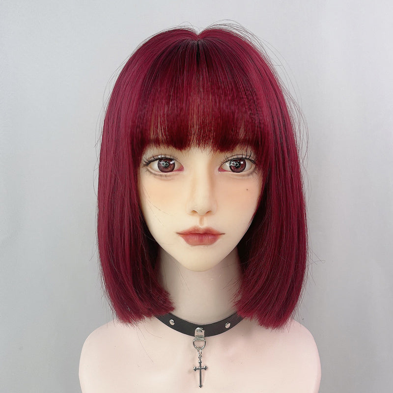Wine Red Wig Short Straight Wig UB6125