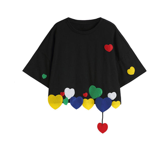 BLACK LOVE SHORT SLEEVE CROPPED TOP UB3183