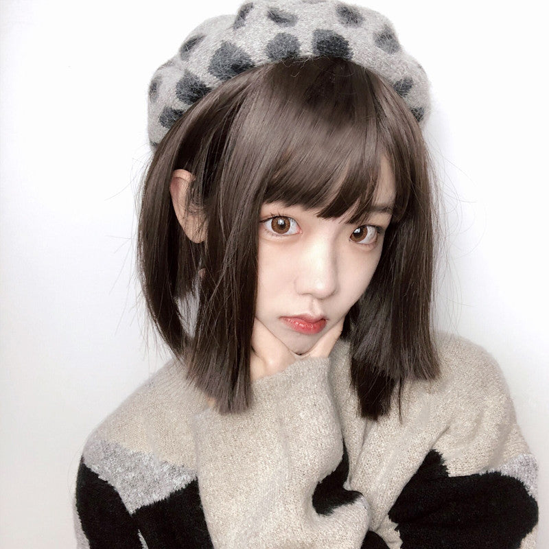 "BROWN GRAY BROWN RED LOLITA MEDIUM LONG STRAIGHT" WIG D041611