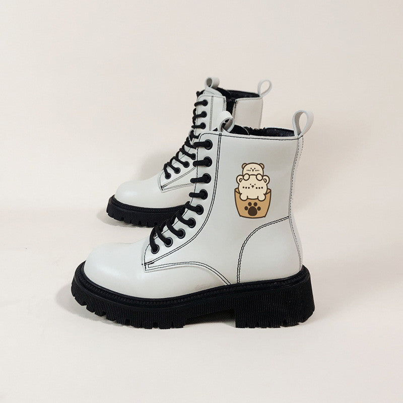 WHITE CARTOON BEAR MARTIN BOOTS UB3379