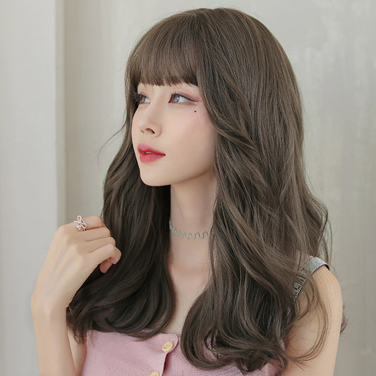 "AIR BANGS BROWN FLUFFY LONG CURLY" WIG H041910