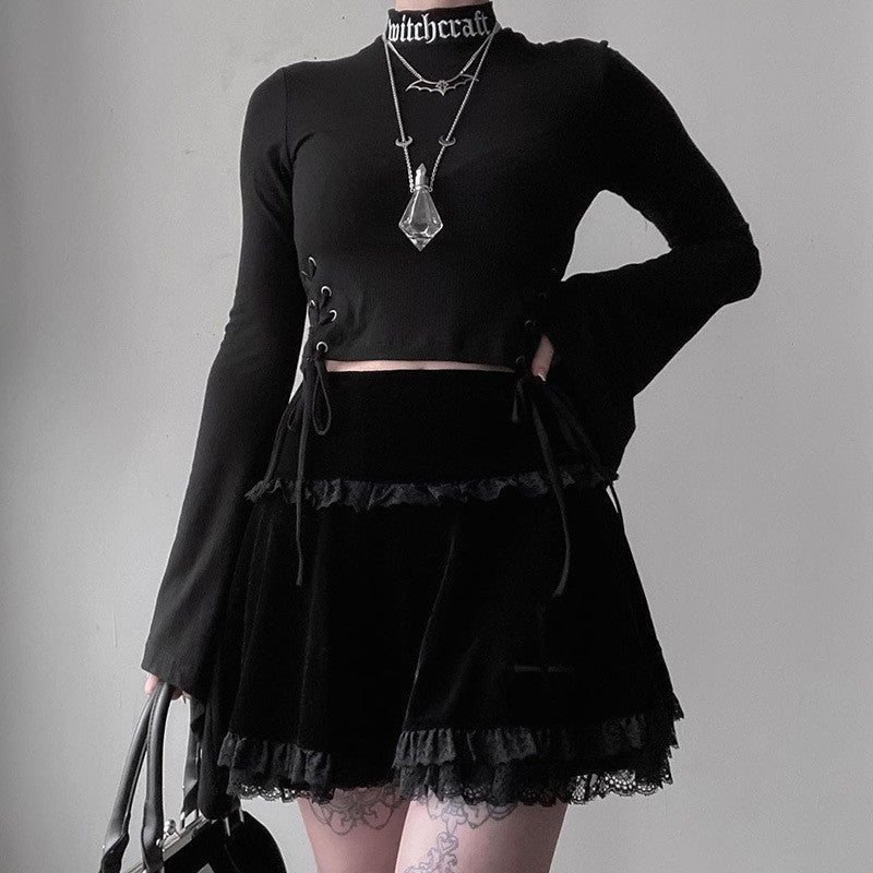 Black Lace Embroidered Skirt ER5718