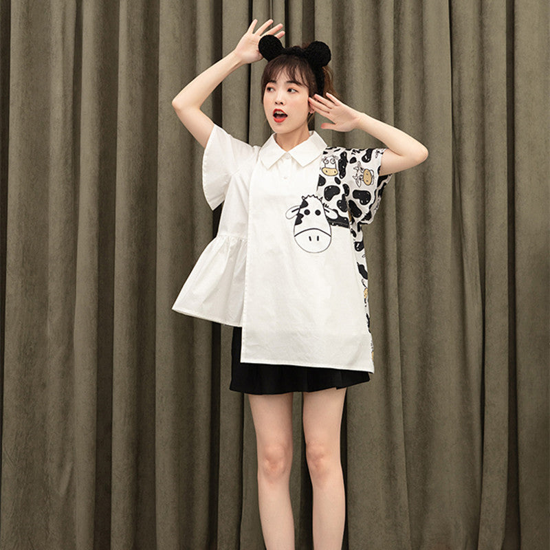 White Cow Irregular Shirt UB3219