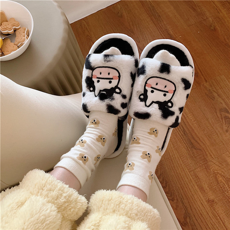 Plush Cow Household Cotton Slippers UB3260