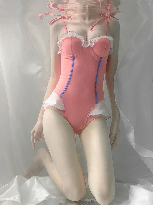 "CUTE PINK LACE TIE-UP" SWIMSUIT N052804
