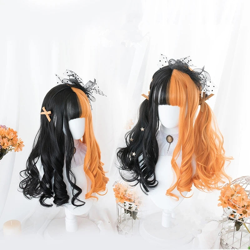 "HALF BLACK HALF ORANGE" WIG D041523