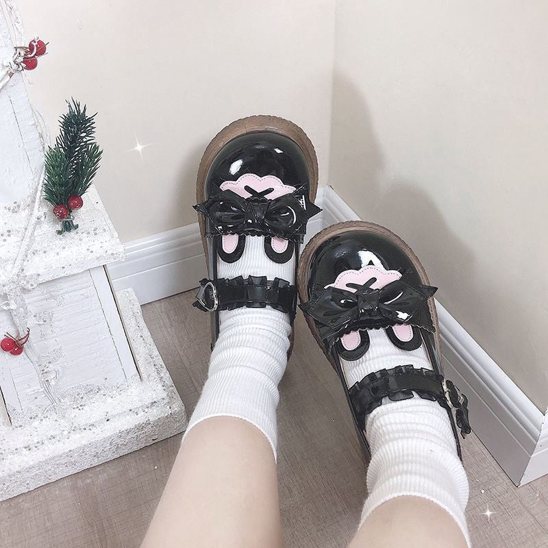 LOLITA CUTE BOW COLOR MATCHING LEATHER SHOES UB2632