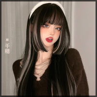 Black Highlight Princess Long Straight Cut Wig UB7329